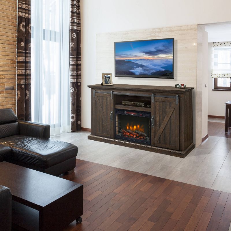 60" Langdon Infrared Media Fireplace Rustic Brown - Muskoka