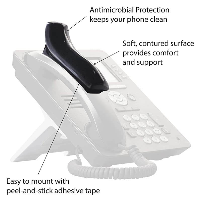 Antibacterial Black Phone Shoulder Rest | Landline Telephone Accessory (00601M)