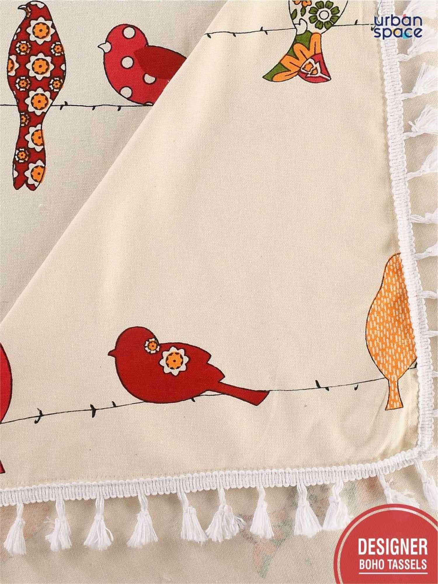 Urban Space Red Cotton 200 GSM 4 Seater Square Dining Table Cover