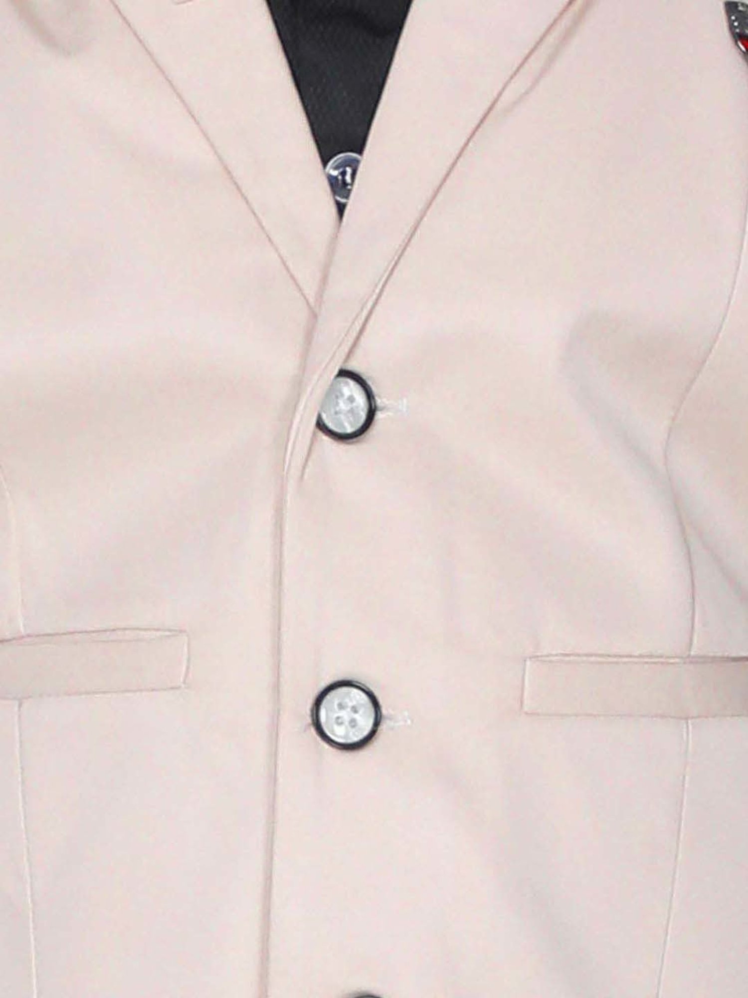 Fourfolds Boys Cream Solid Full Sleeves Clothing Set