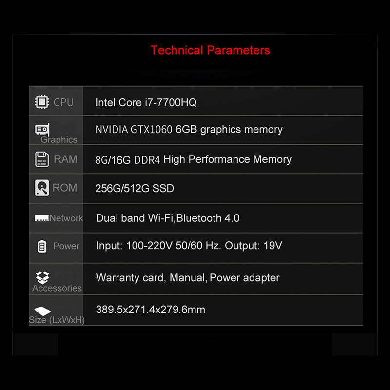 IPASON Emigrant S PRO - 15.6" - Intel Core i7 7700HQ - GTX 1060 6GB - 16 GB Memory - 512GB SSD - Office - Gaming Laptop