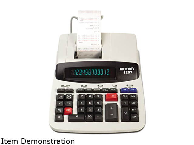 Victor 1297 Two-Color Commercial Printing Calculator, 12-Digit LCD, Black/Red