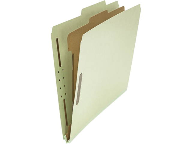Pressboard Classification Folder, Letter, Four-Section, Gray-Green, 10