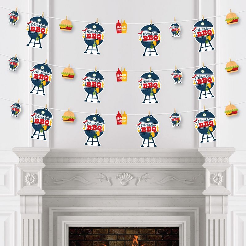 Big Dot of Happiness Missed You BBQ - Backyard Summer Picnic Party DIY Decorations - Clothespin Garland Banner - 44 Pieces