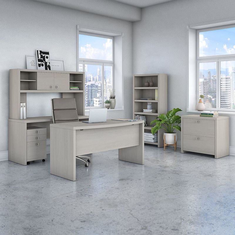Office by kathy ireland Echo 60W Bow Front Desk, Gray Sand KI60205-03