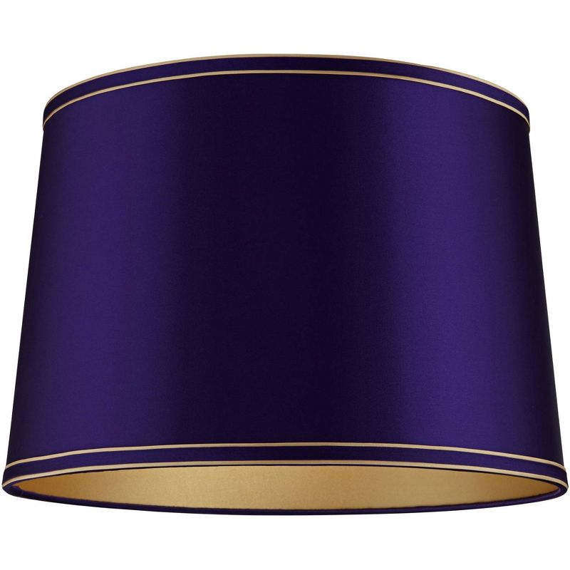 Springcrest Dark Purple Medium Drum Lamp Shade with Gold Trim 14" Top x 16" Bottom x 11" High (Spider) Replacement with Harp and Finial