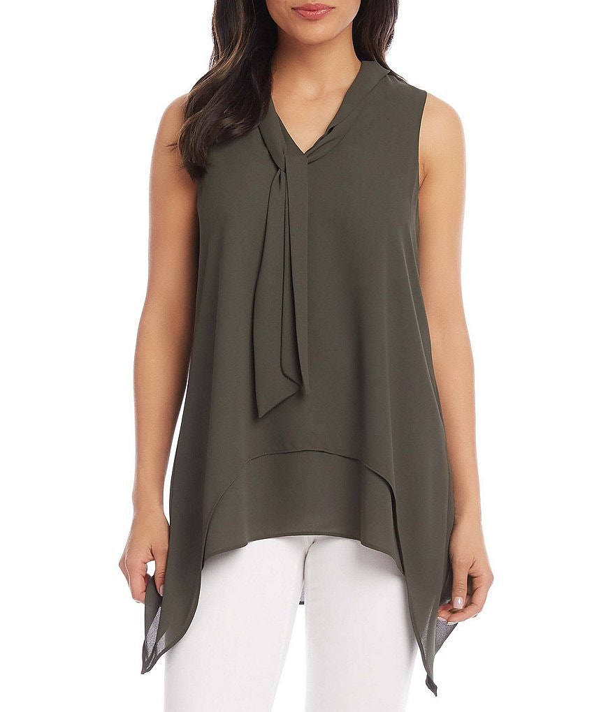 Karen Kane Layered Crepe Tie-Neck Tank