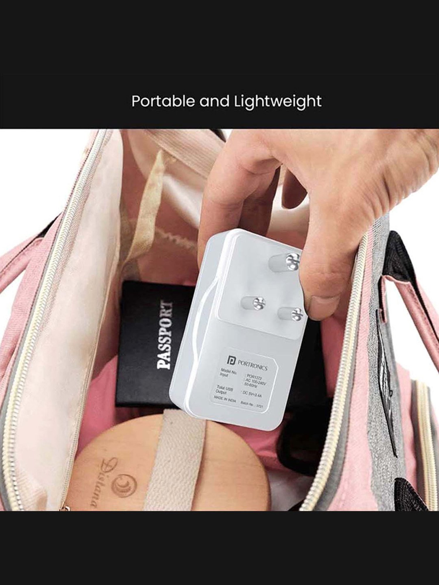 Portronics Adapto III POR-1372 Adapter with Dual USB Port and AC Socket (White)