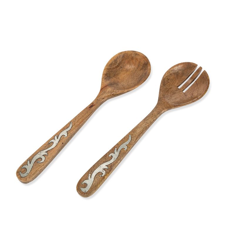 GG Collection Mango Wood with Metal Inlay Heritage Serving Utensils.