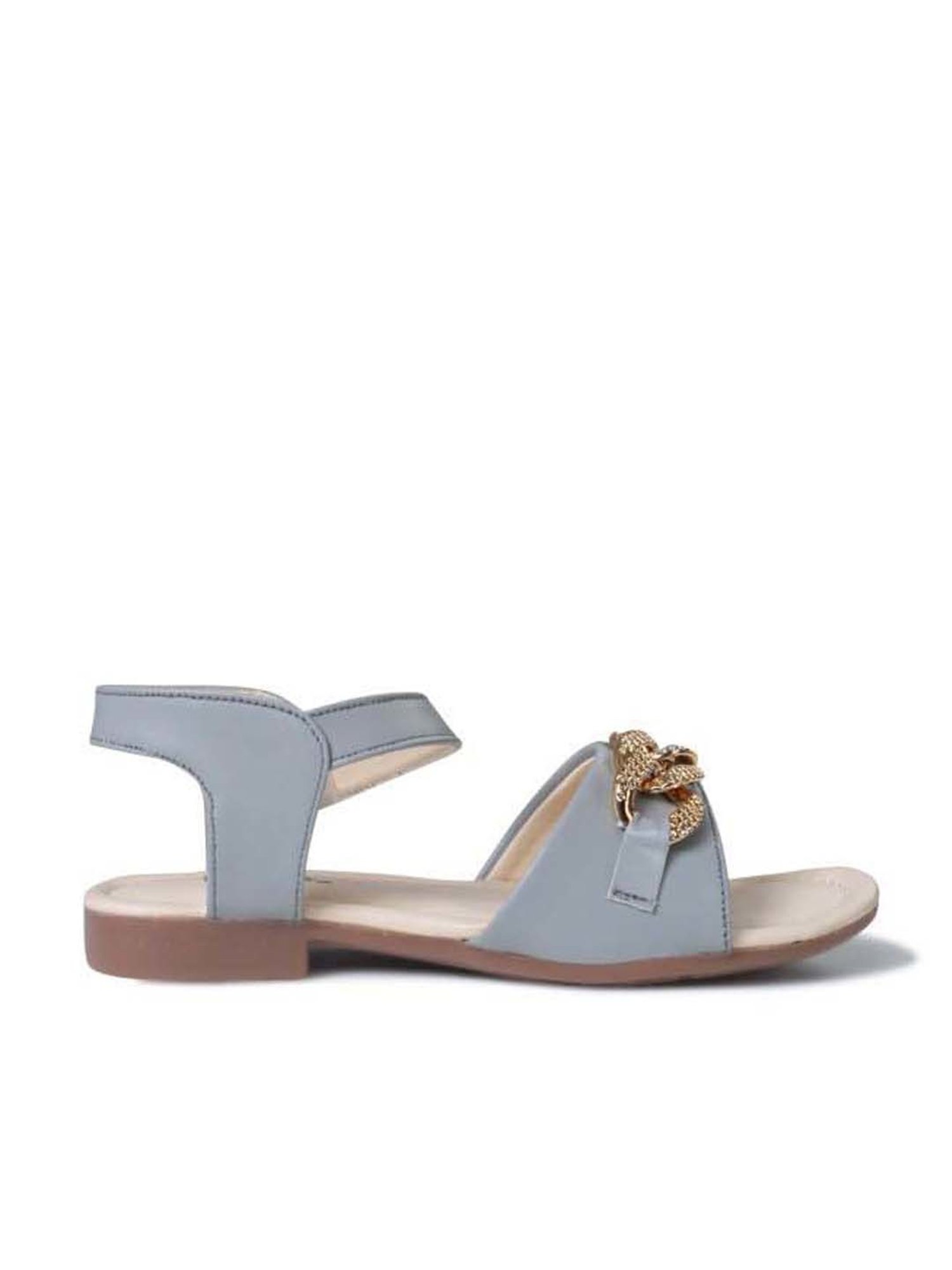 Tiny Bugs Kids Grey & Beige Ankle Strap Sandals