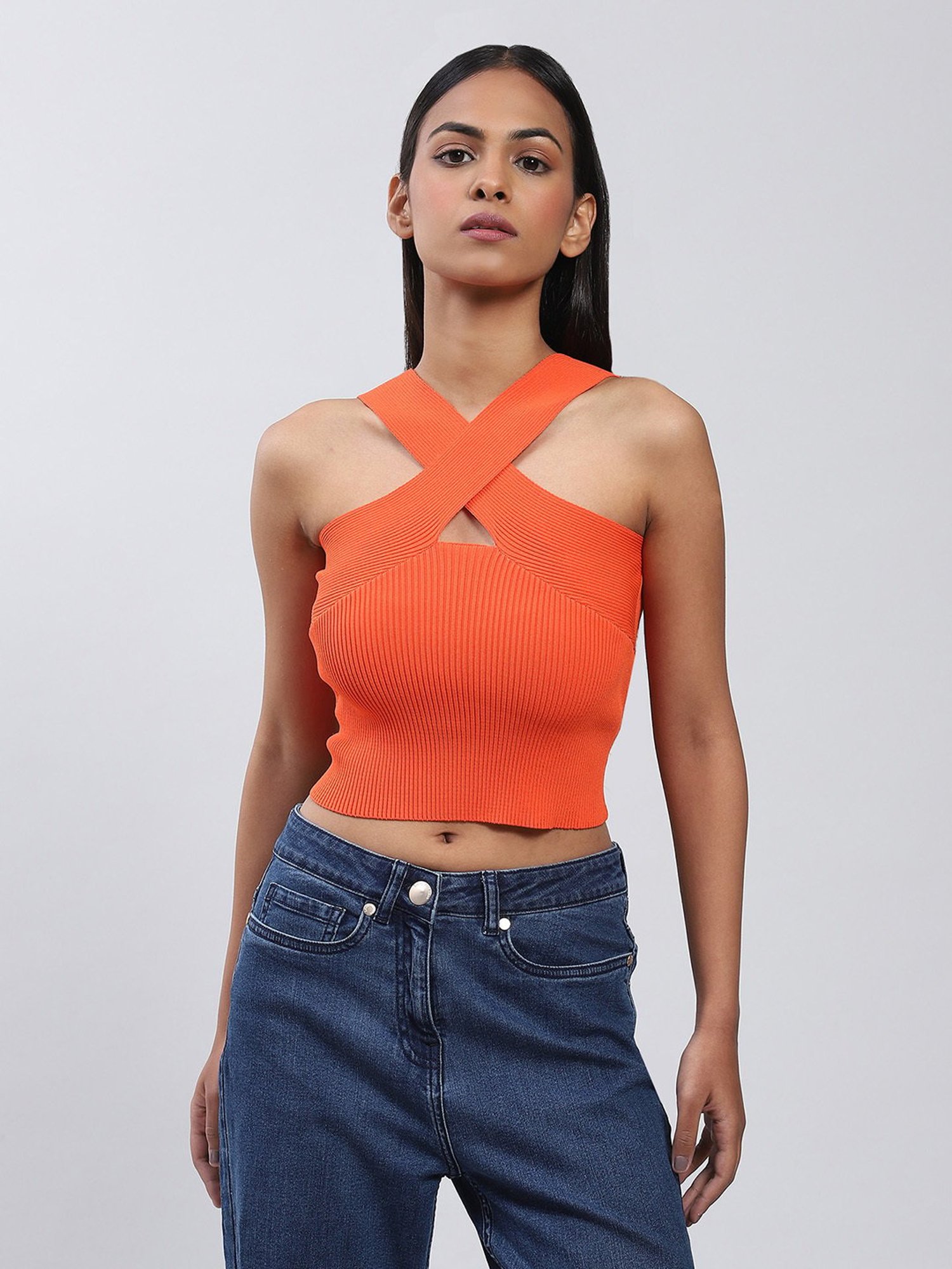 Label Ritu Kumar Orange Crop Top