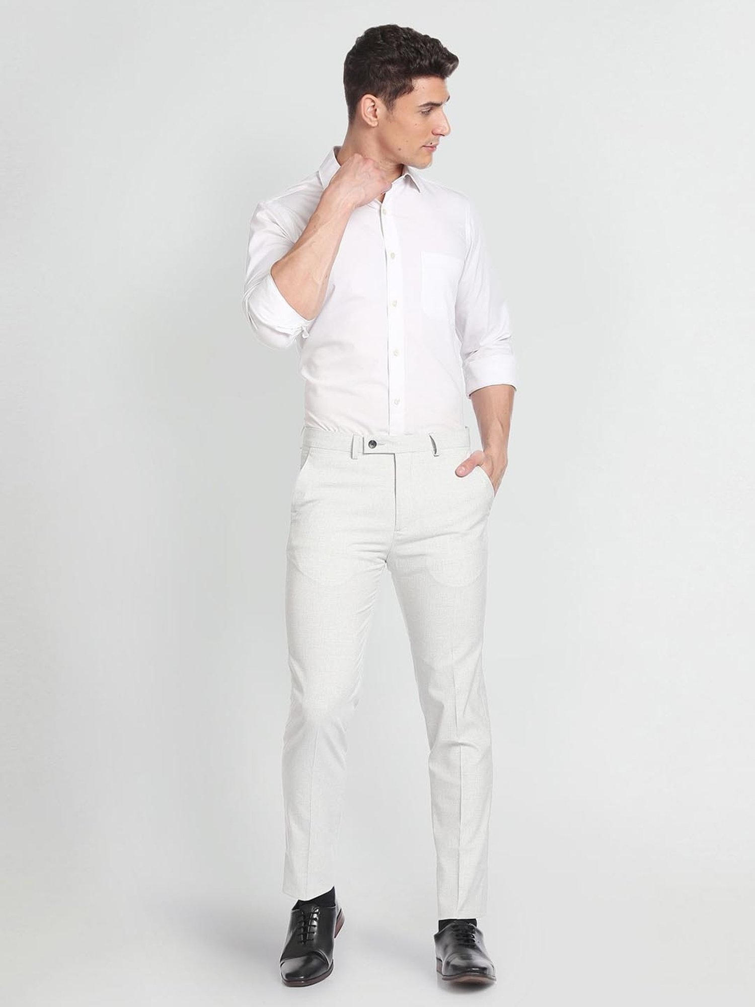 Arrow Light Grey Slim Fit Trousers
