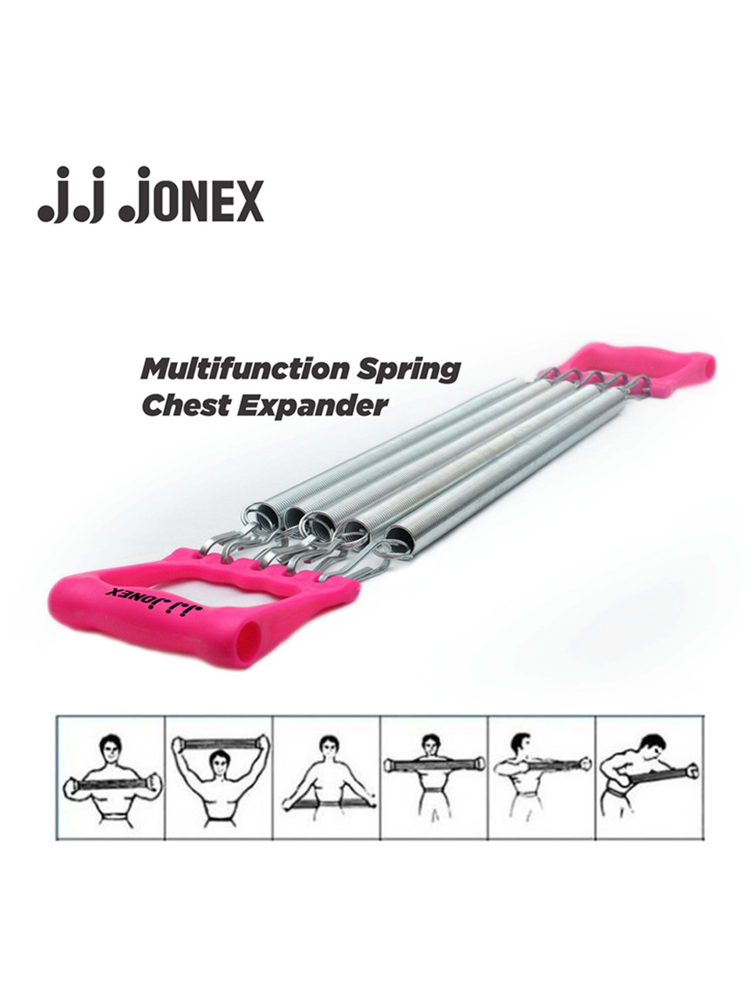 JJ Jonex Professional Gym Exercise Chest Pull Expander Fitness Puller 5 Spring (Pink)
