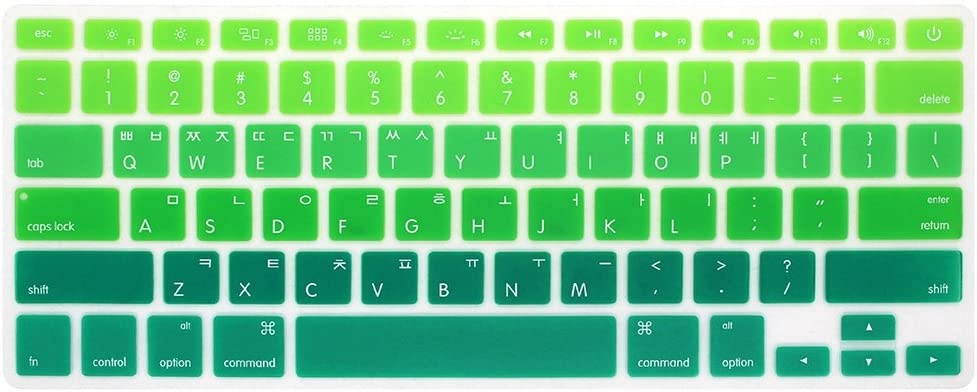 HRH Korean Silicone Keyboard Cover Skin for MacBook Air 13,MacBook Pro 13/15/17 (with or w/Out Retina Display, 2015 or Older Version)&Older iMac USA Layout Keyboard Protector-Ombre Green