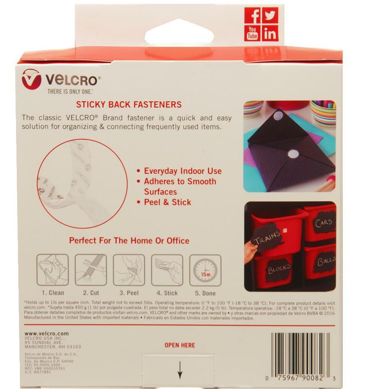 VELCRO Brand Hook and Loop Sticky Fastener Tape with Dispenser, 3/4 Inch x 15 Feet