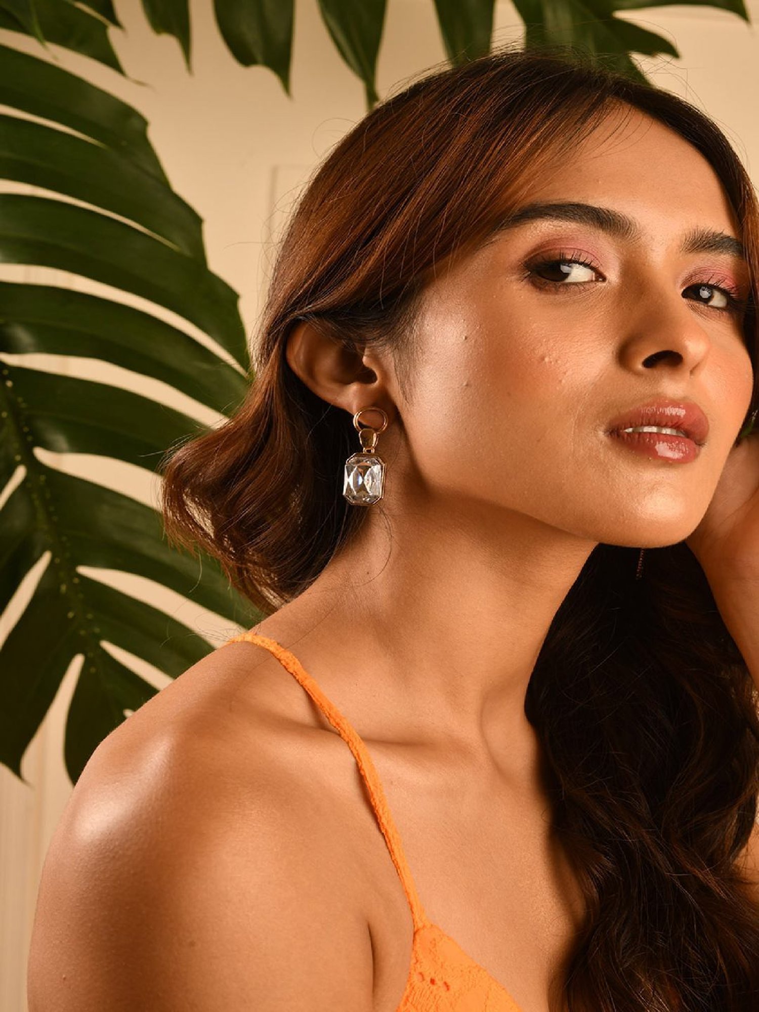 Jewelz Dazzling Stone Gold Earrings for Women