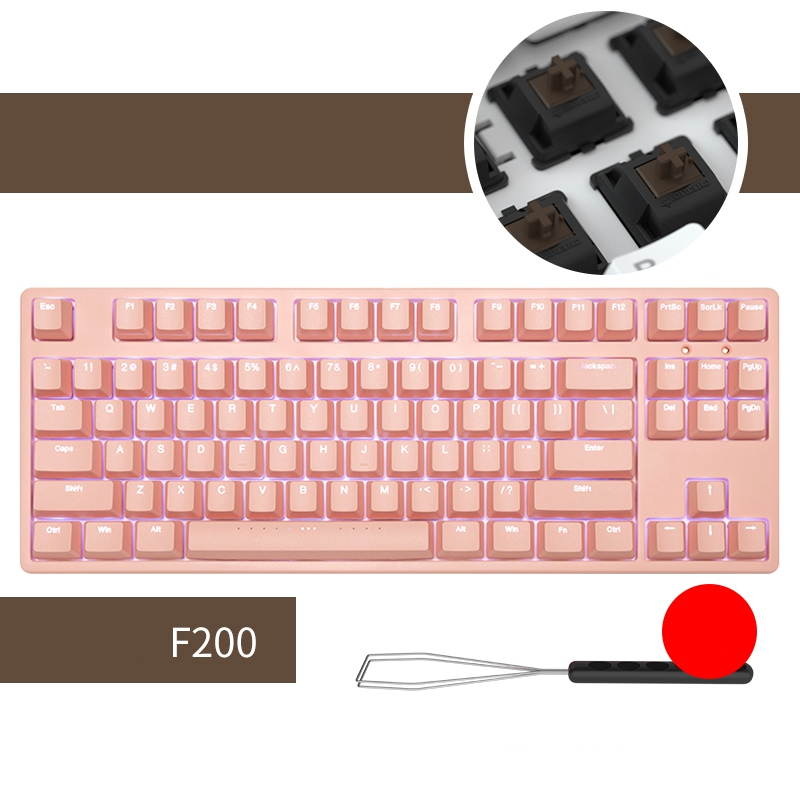 iKBC F200 Mechanical Gaming Keyboard, Cherry MX Red Switch,PBT Keycaps, N-key Rollover, White Backlit-Green
