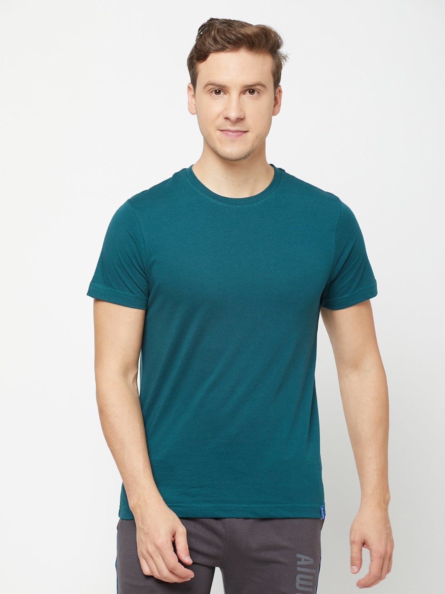 Sporto Teal Blue Regular Fit T-Shirt
