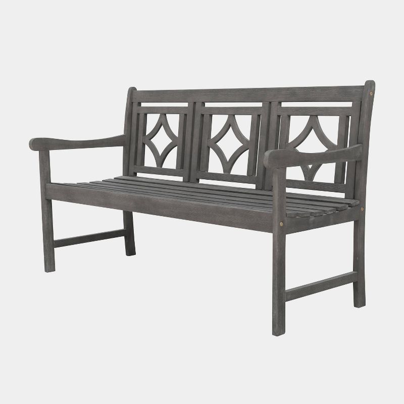 Renaissance 3pc Wood Extendable Outdoor Patio Dining Set - Gray - Vifah