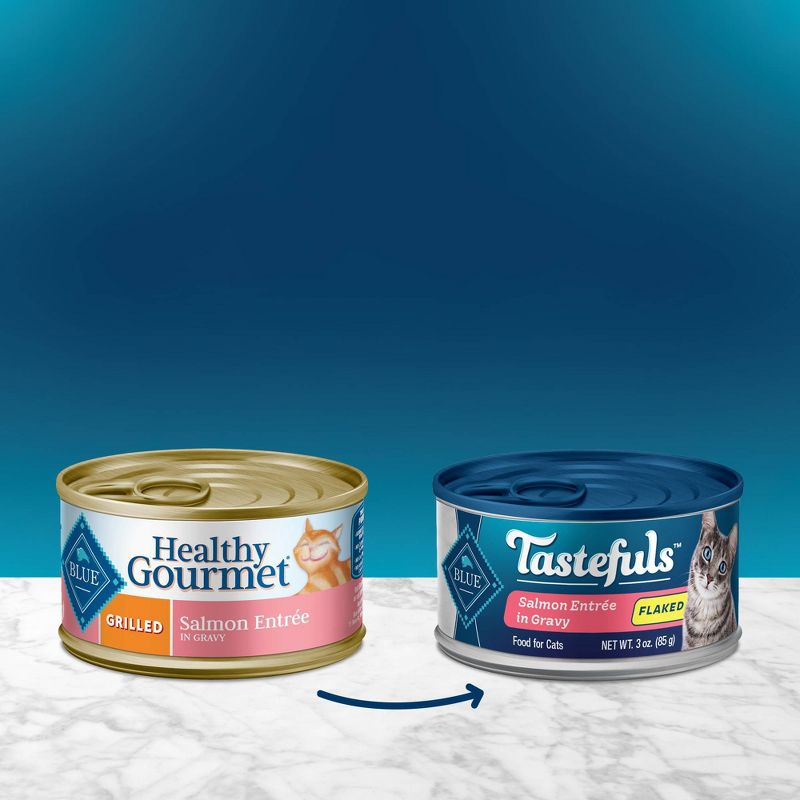 Blue Buffalo Healthy Gourmet Grilled Salmon Entrée In Gravy Premium Wet Cat Food - 3oz