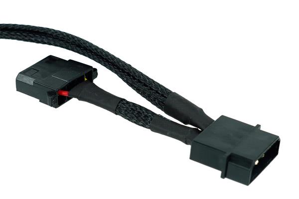 Phobya 4-Pin Molex to 2x 4-Pin PWM and 1x 3-Pin Fan - 30cm | Black (81130)