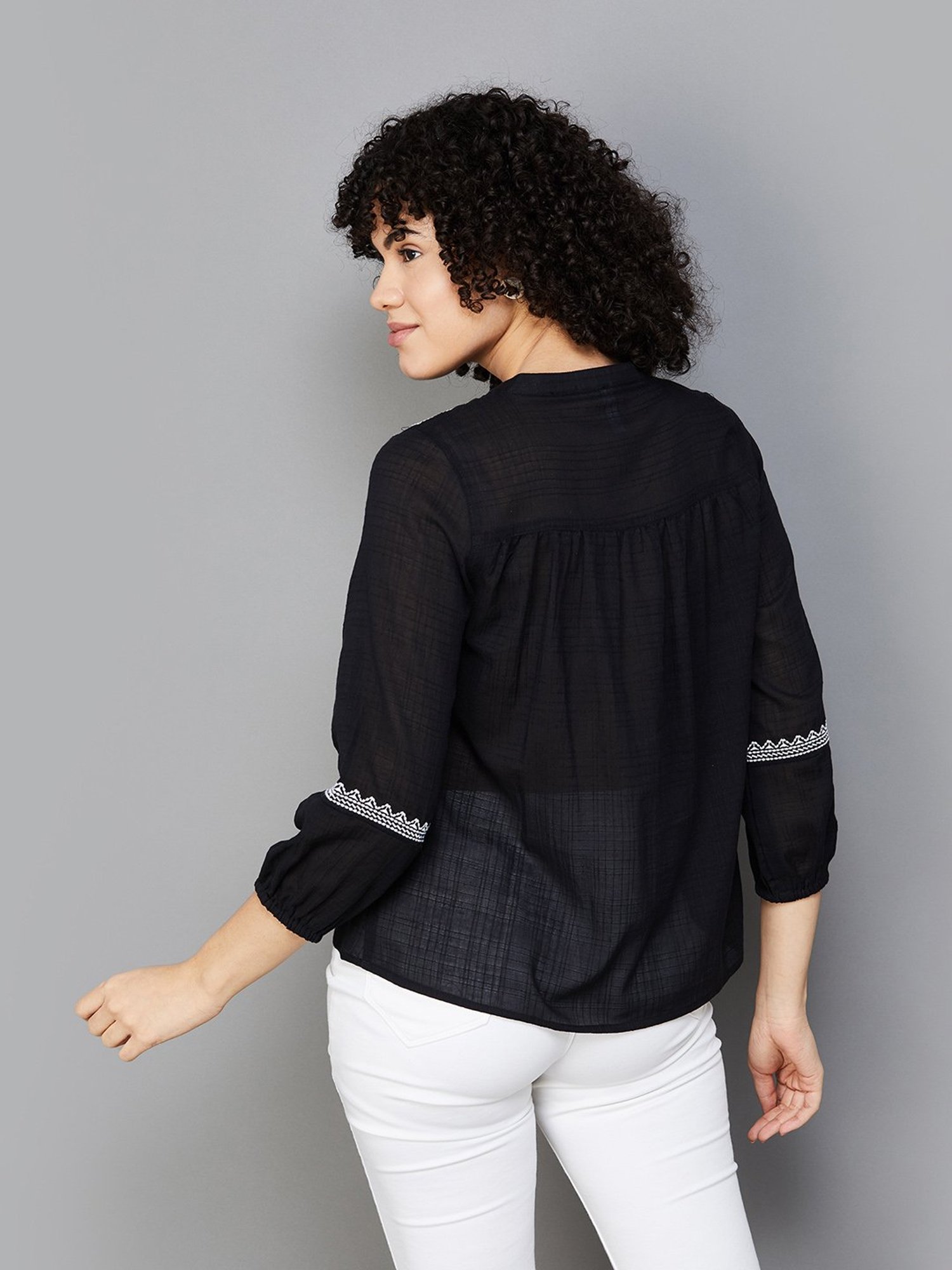 Fame Forever by Lifestyle Black Embroidered Top