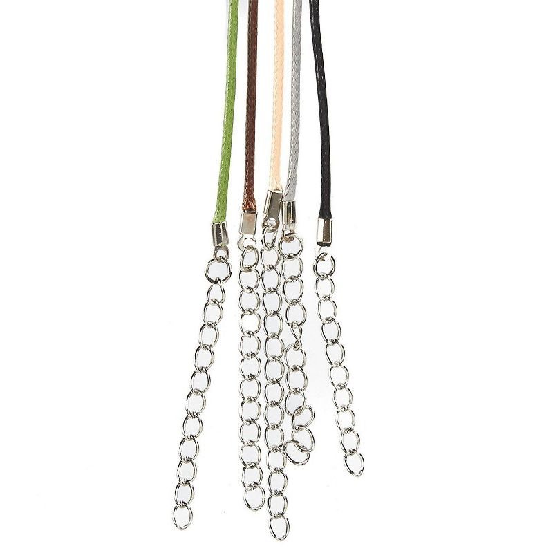 Juvale 100 Piece Faux Leather Necklace with Lobster Clasp for DIY Crafts, 5 Colors, 17"