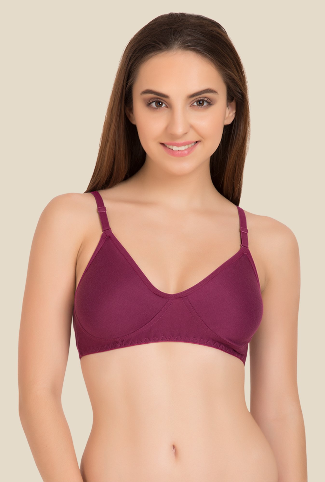 Tweens Orange & Wine Non Padded Bra (Pack Of 2)