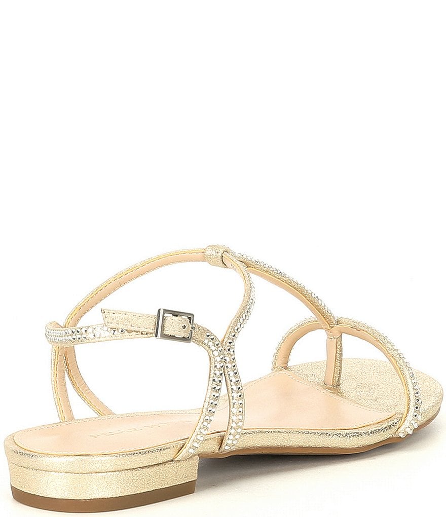 Pelle Moda Barber Metallic Suede Crystal Embellished Dress Sandals