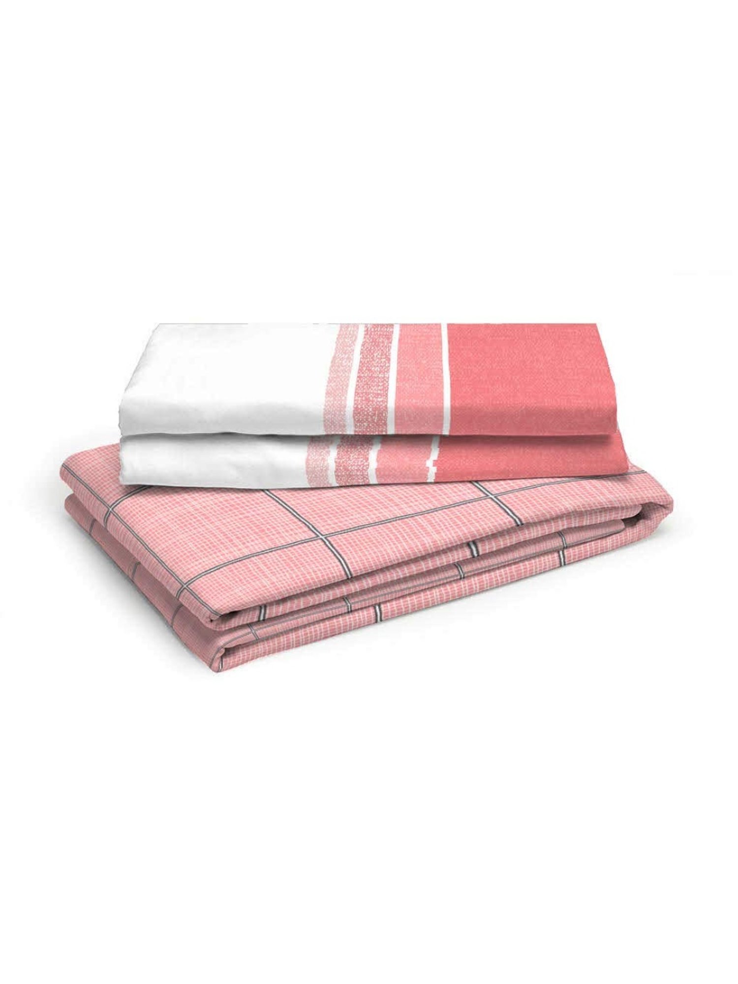 Layers Lombardy Checks Pink 140 TC Cotton Single Bed Sheet with 1 Pillow Cover
