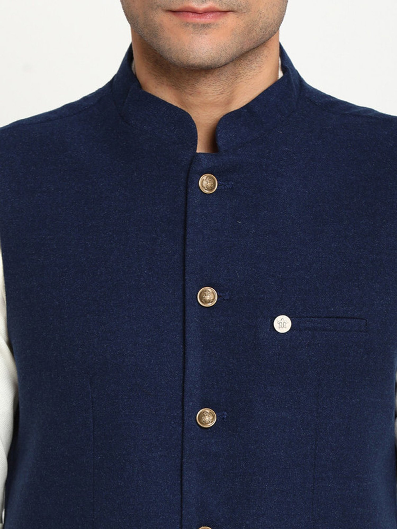 Turtle Navy Slim Fit Nehru Jacket