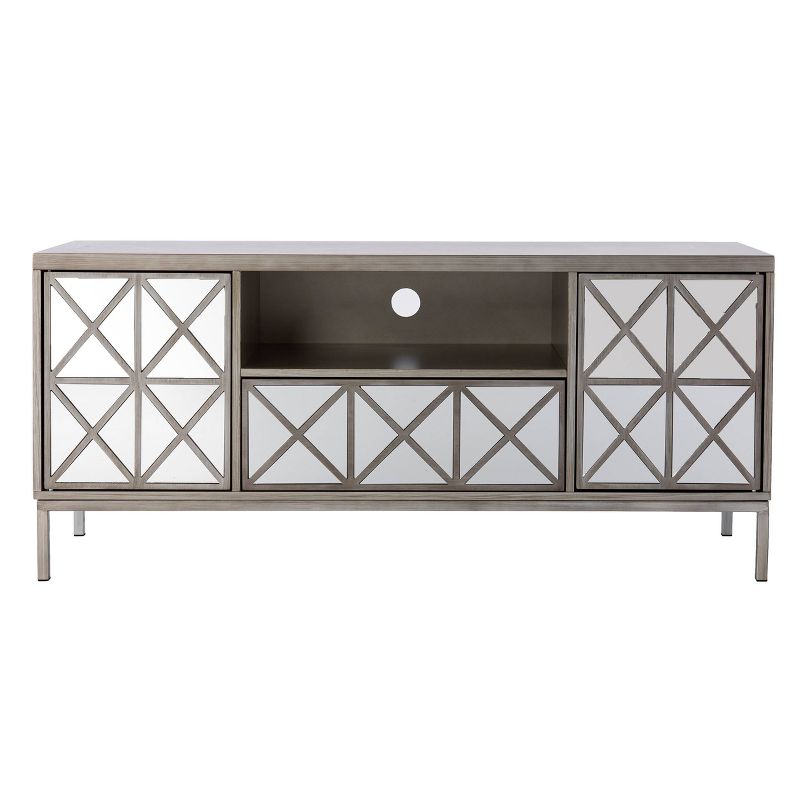 Binsprai Storage Media Stand for TVs upto 60" Silver - Aiden Lane