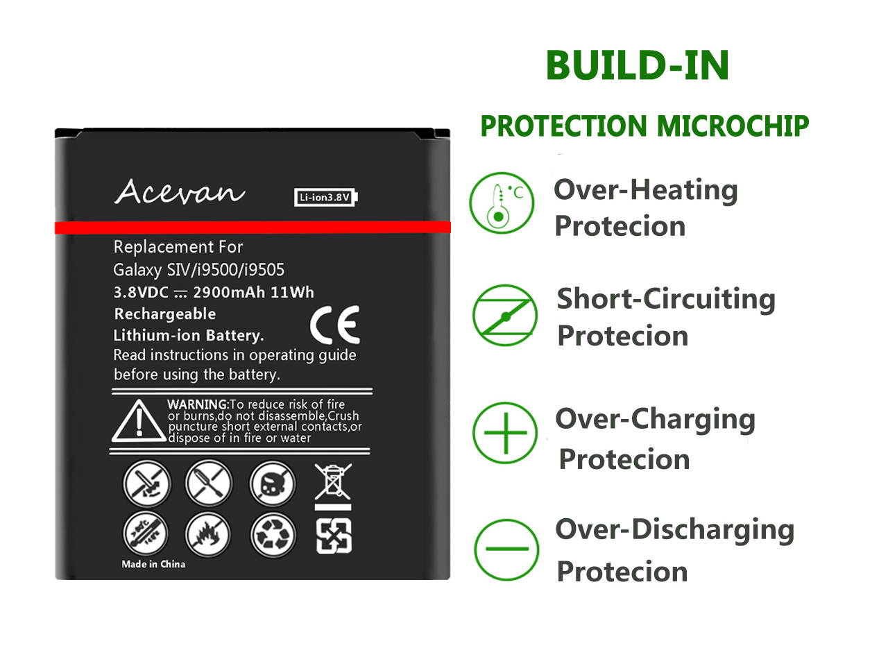 Galaxy S4 Battery, Acevan 2900mAh Li-ion Replacement Battery for Samsung Galaxy s4, I337(AT&T), Verizon I545, Sprint L720, T-Mobile M919, R970, I9500, I9505, Galaxy S4 LTE I9506 [2 Years Warranty]