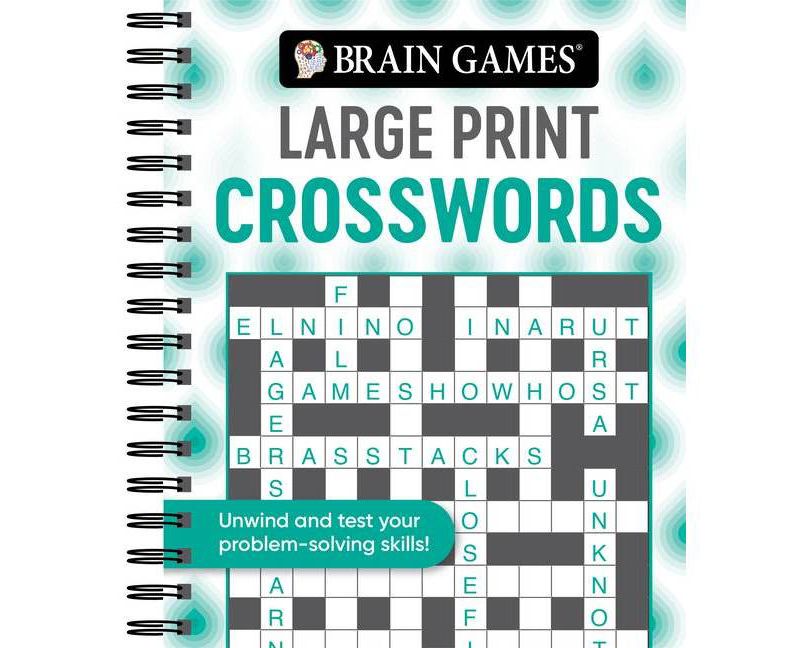 Brain Games - Large Print Crosswords (Swirls) - (Brain Games Large Print) (Spiral Bound)
