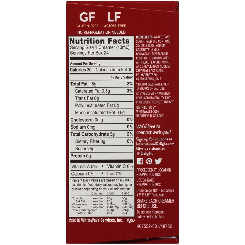 International Delight Hazelnut Singles Coffee Creamer - 24ct