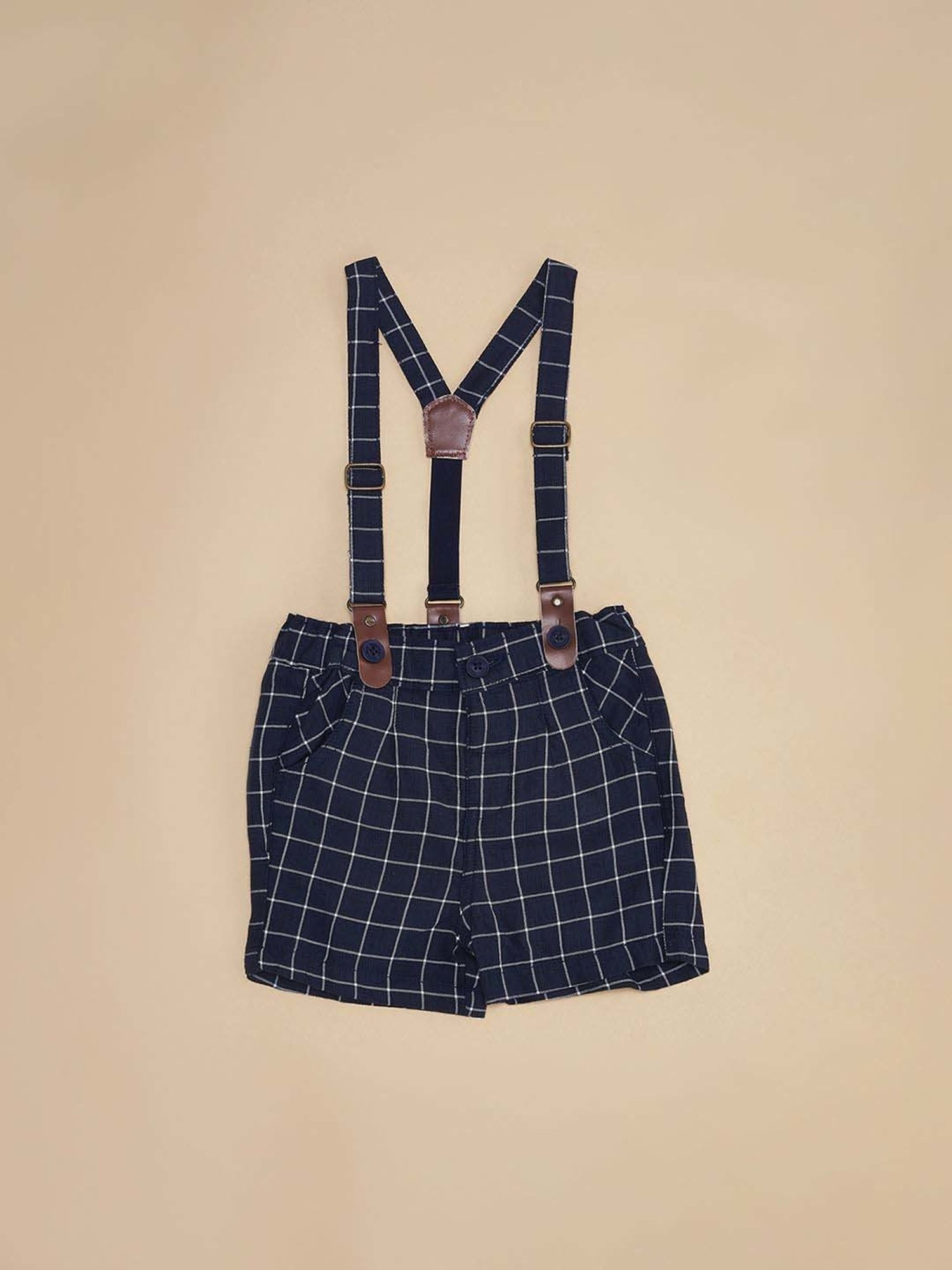 Pantaloons Baby White & Navy Cotton Regular Fit Shirt Set