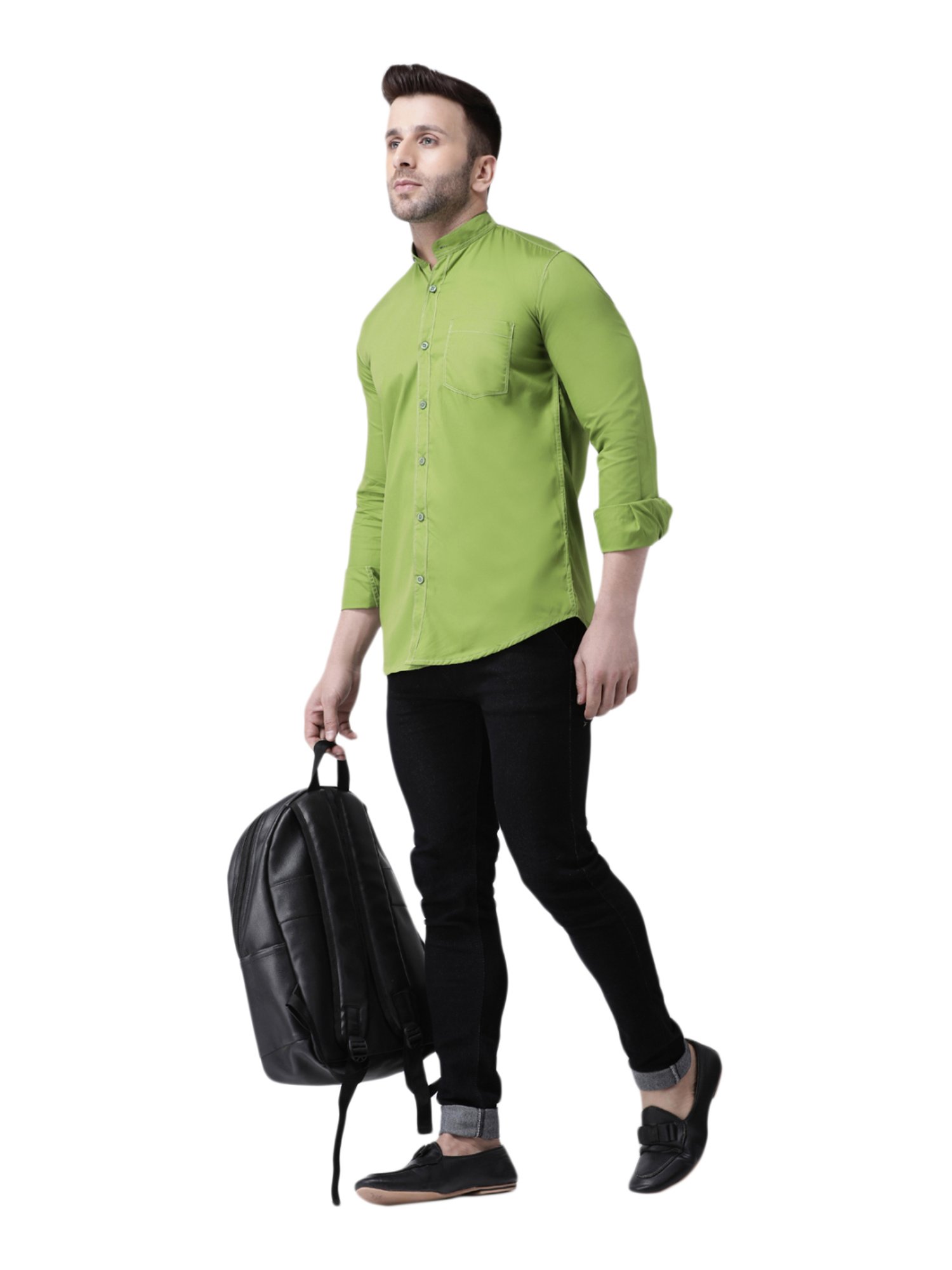 Hang Up Green Cotton Slim Fit Shirt