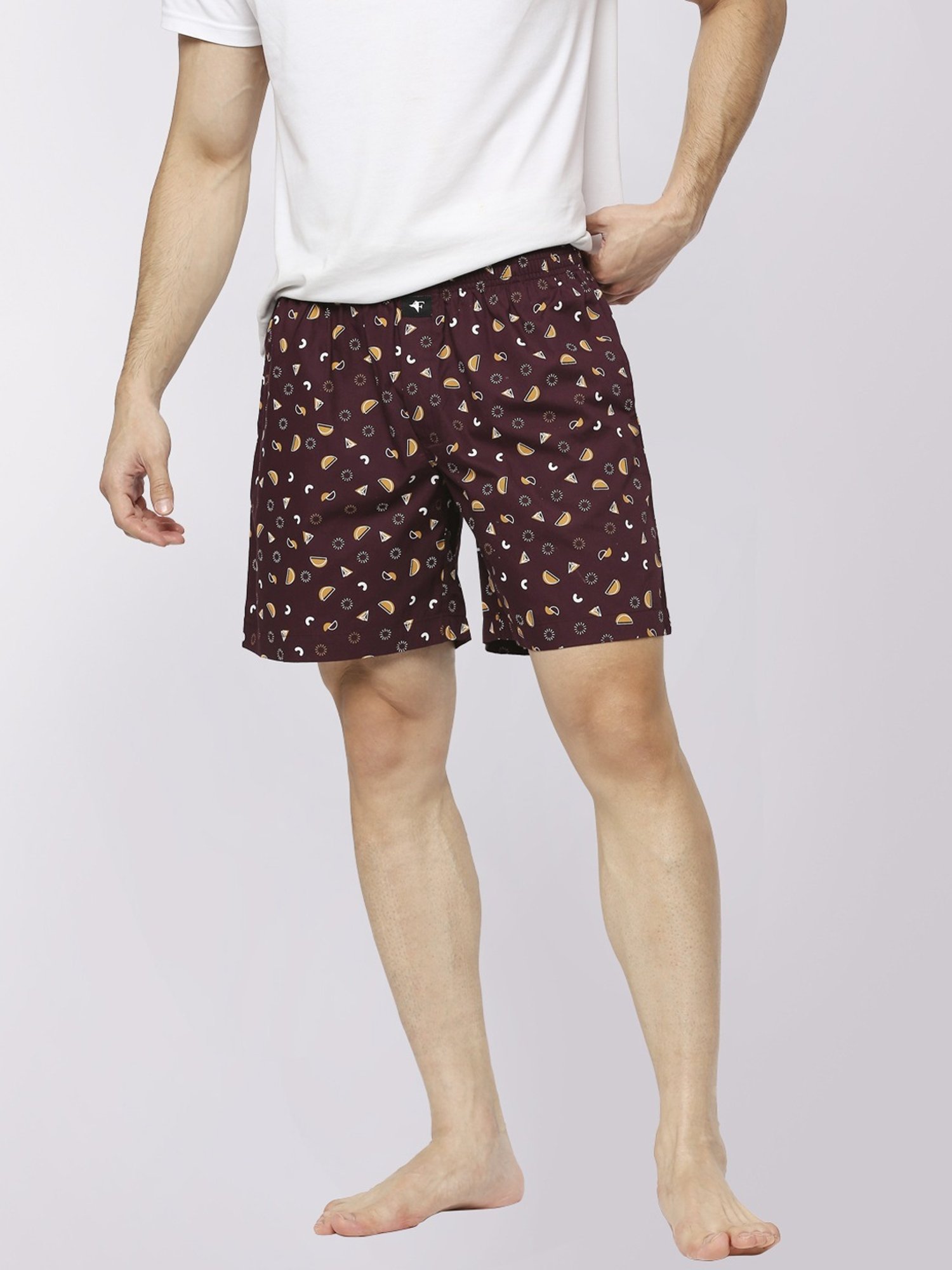 Frenchie Brown Cotton Relaxed Fit Printed Boxers