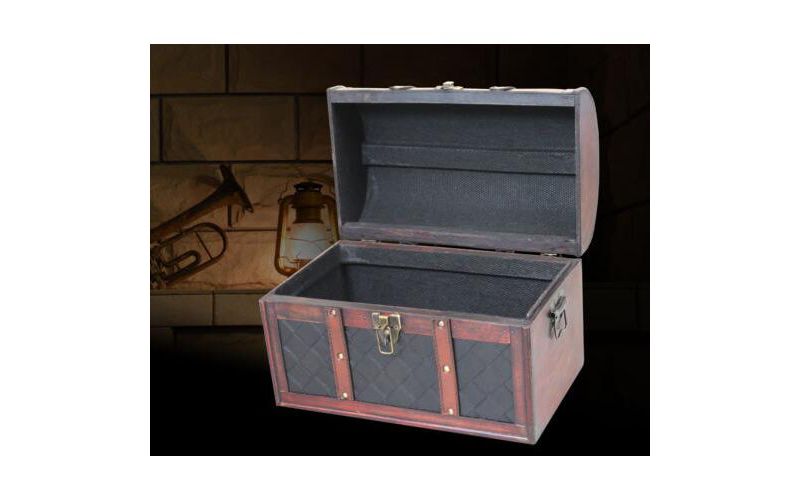 Vintiquewise Wooden Leather Treasure Chest