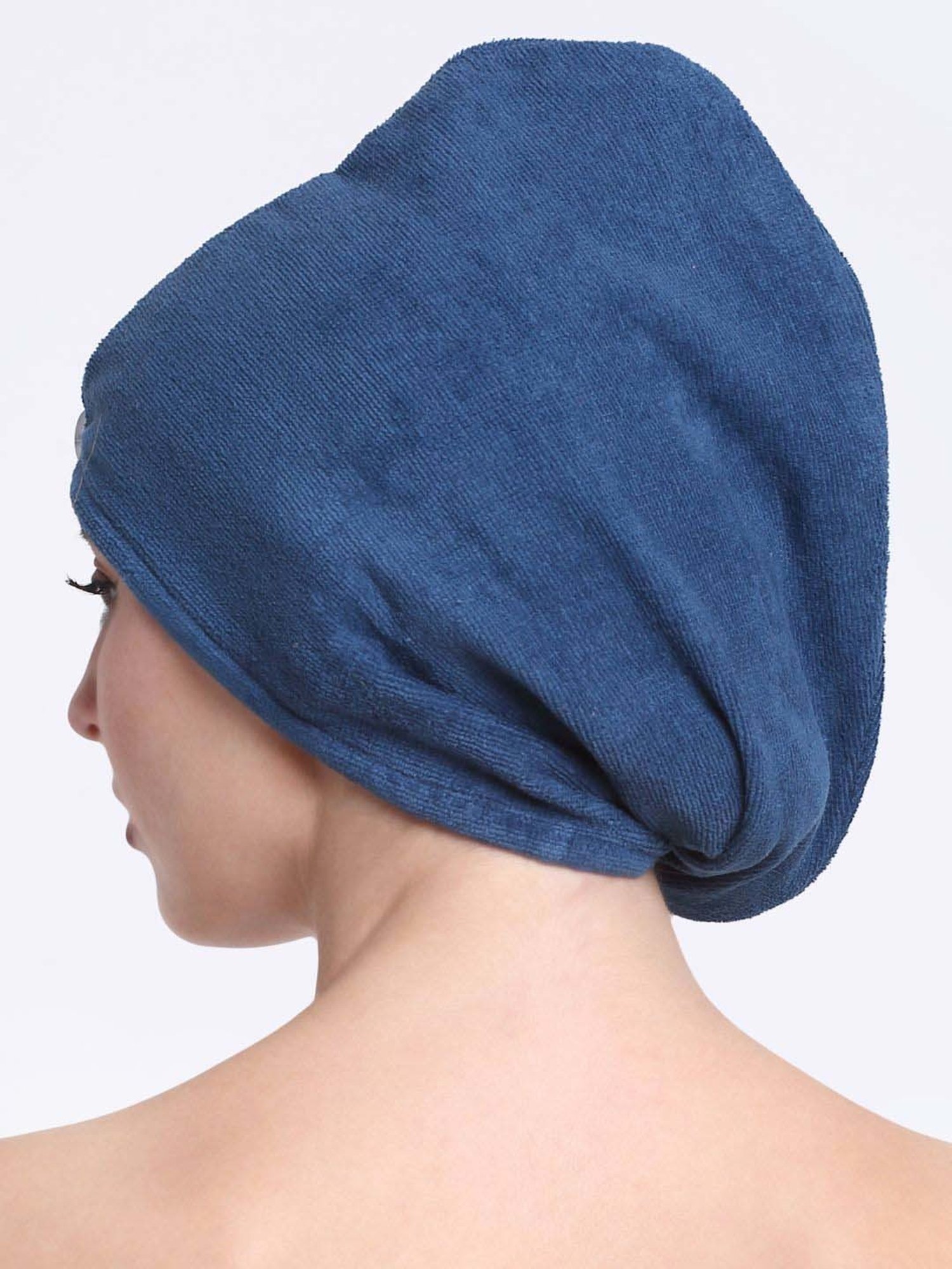 Creeva Luxury Teal Blue Cotton 380 GSM Hair Wrap