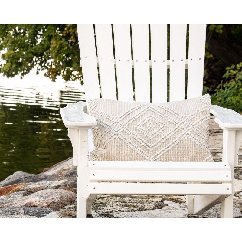 Diamond Pattern Hand Woven 14x22" Outdoor Decorative Throw Pillow with Pulled Yarn Accents - Foreside Home & Garden