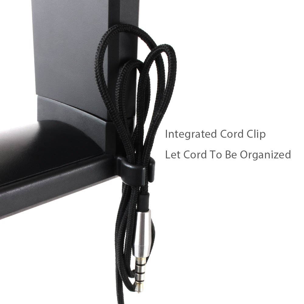 PC Gaming Headset Headphone Hook Holder Hanger Mount, Headphones Stand with Adjustable & Rotating Arm Clamp, Under Desk Design, Universal Fit, Built in Cable Clip Organizer EURPMASK