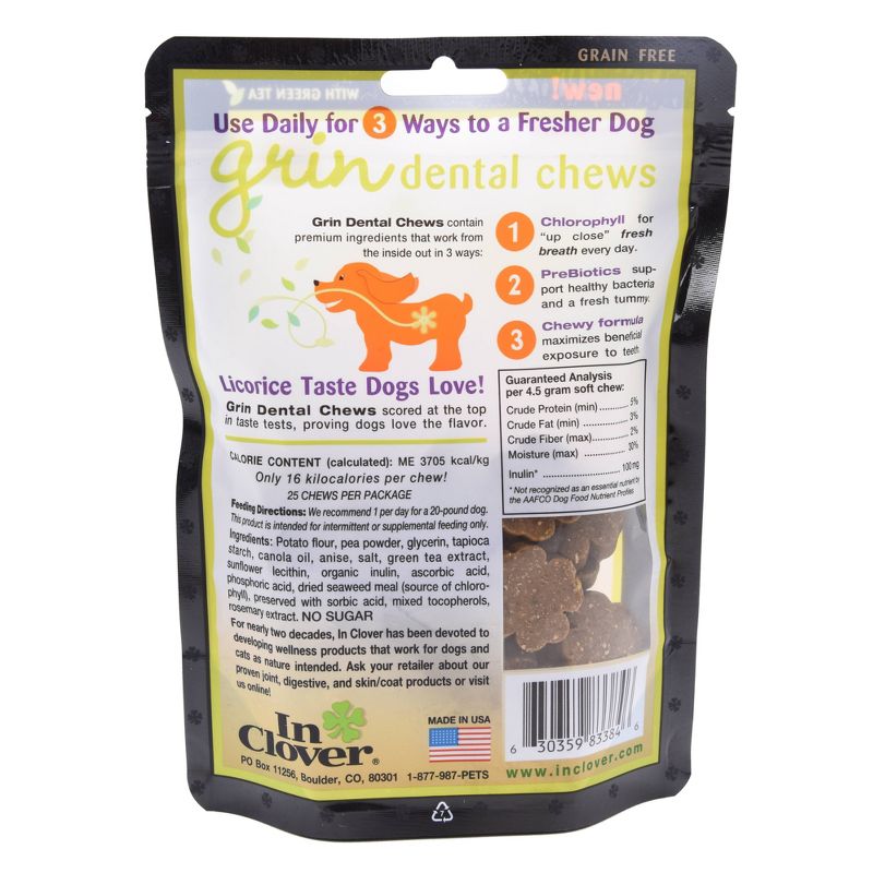 InClover Grin Dental Health Soft Chews For Dogs - 4oz