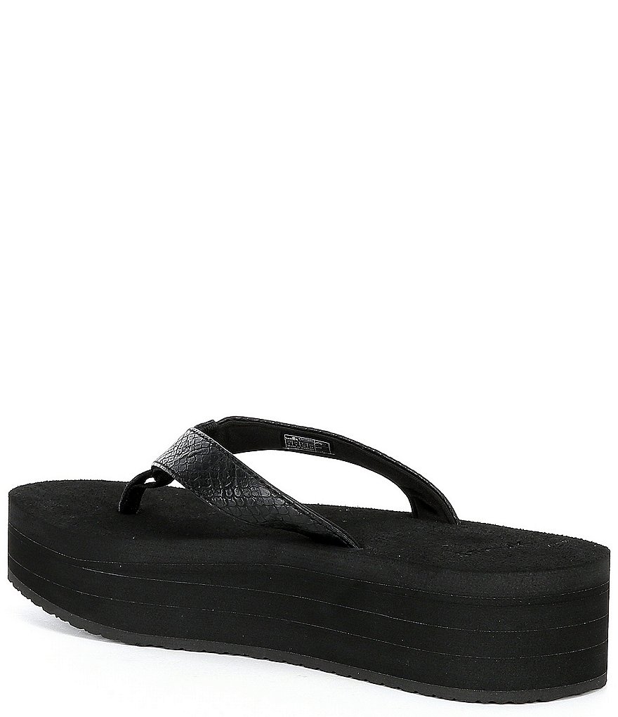 Sanuk Stacker Reptile-Embossed Flatform Flip Flops