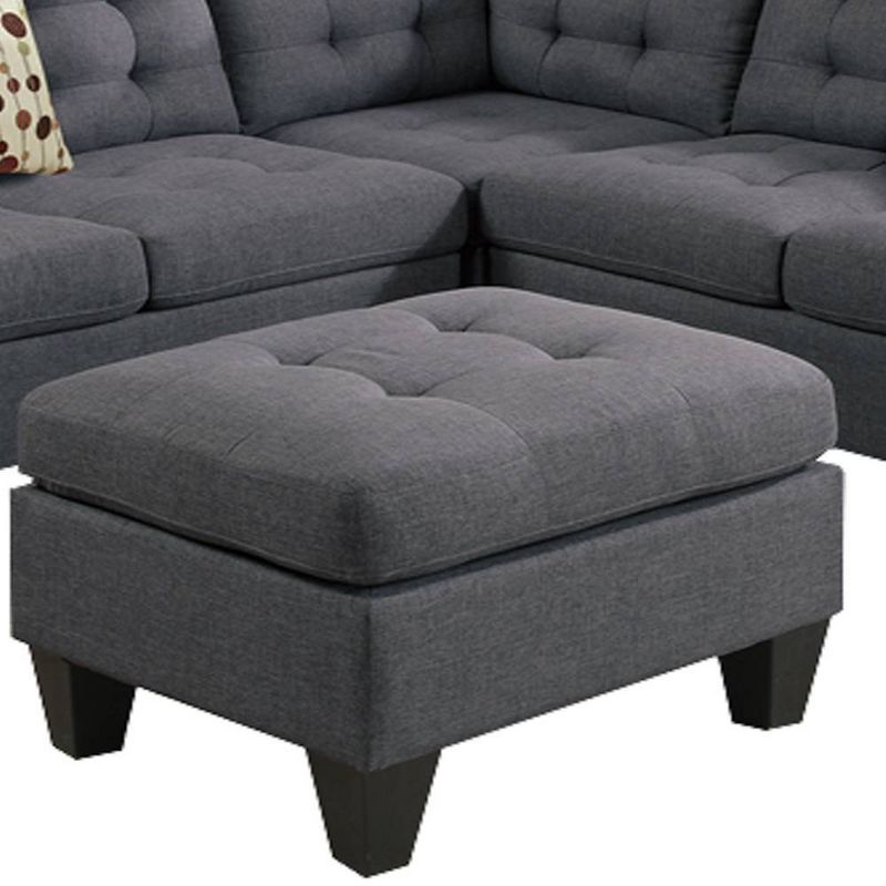 4pc Linen Fabric Sectional With Cocktail Ottoman and Pillows Gray - Benzara