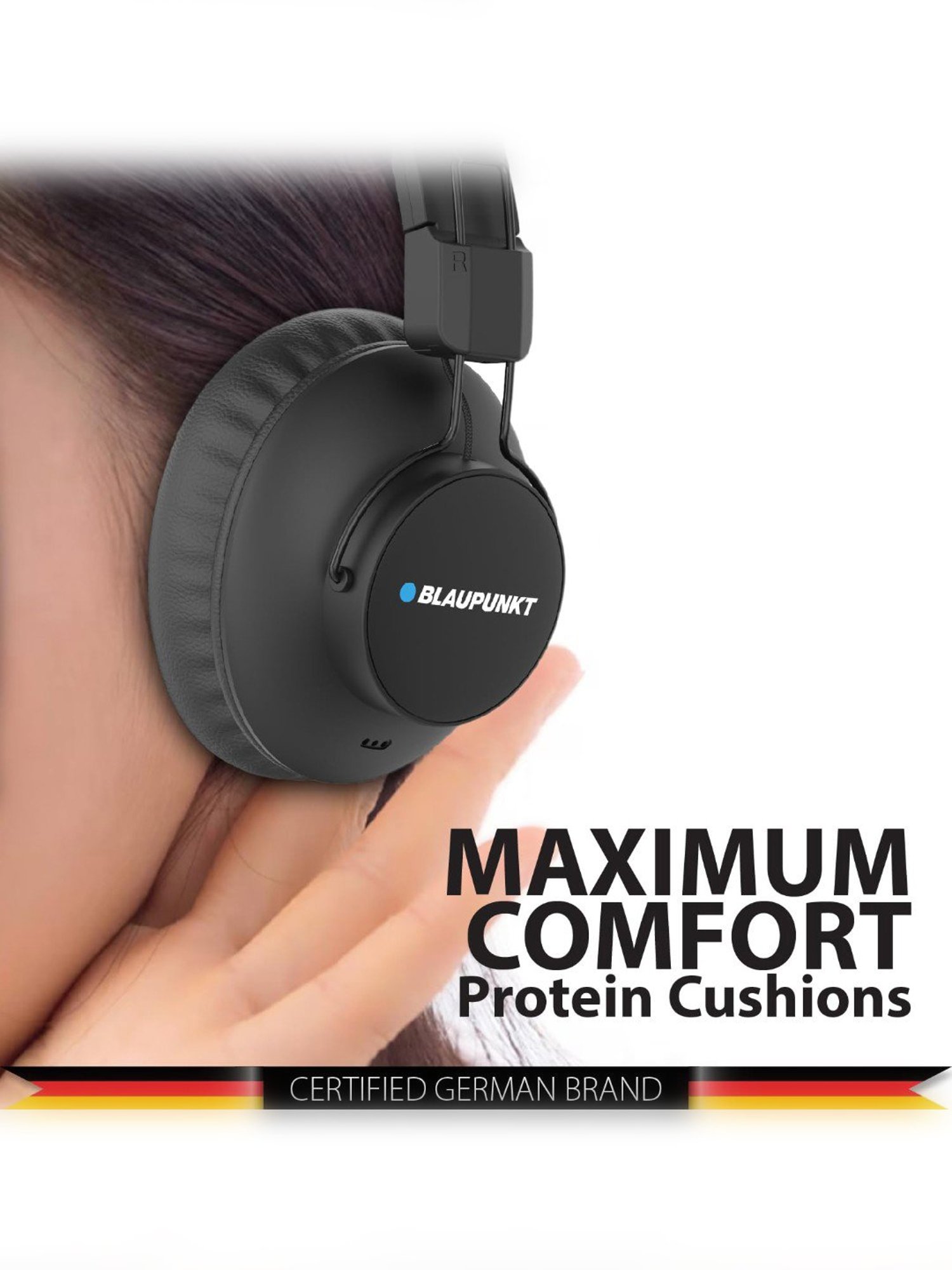 Blaupunkt BH41 Over Ear BT Wireless Headphones with Built in Mic & TurboVolt Fast Charging (Black)