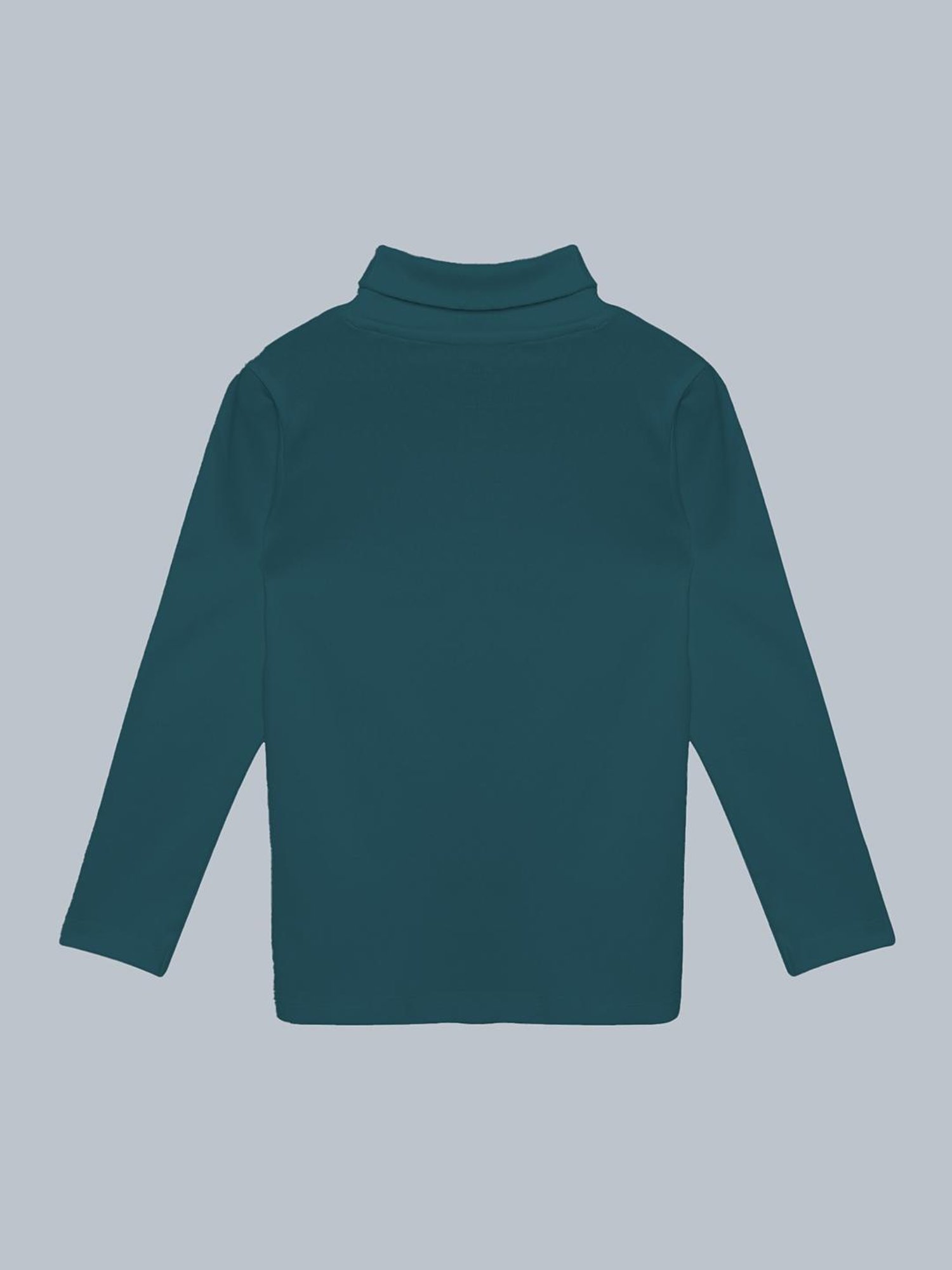 Kiddopanti Unisex Teal Solid Full Sleeves T-Shirt