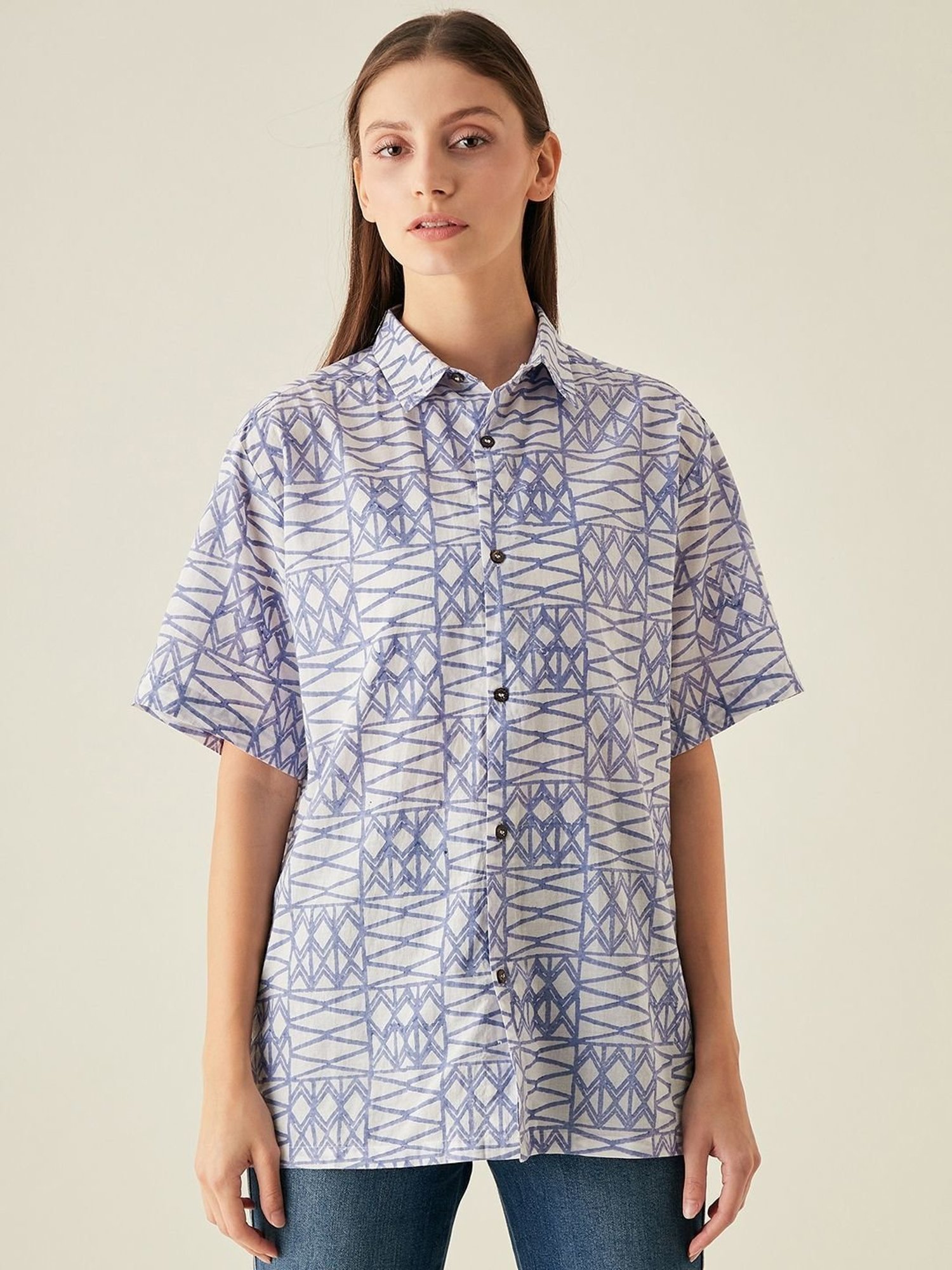 Arras Lilac Geometric Print Shirt