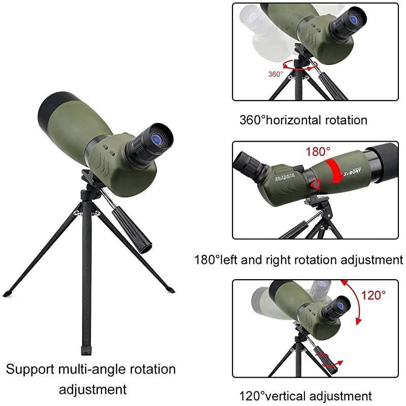 SV14 2060x60 Spotting Scope Bak4 Prism Spotting Scope Telescope IP65 Waterproof FMC Optical Lens with Tripod and Phone Adapter