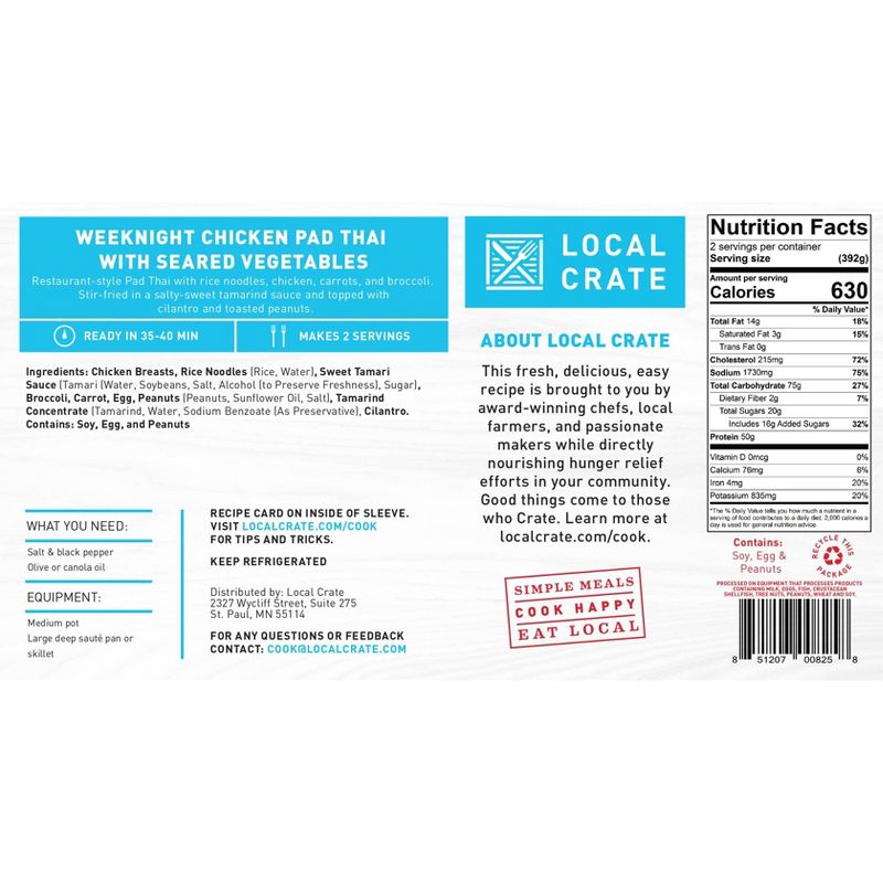 Local Crate Chicken Pad Thai Meal Kit, Serves 2 - 28oz